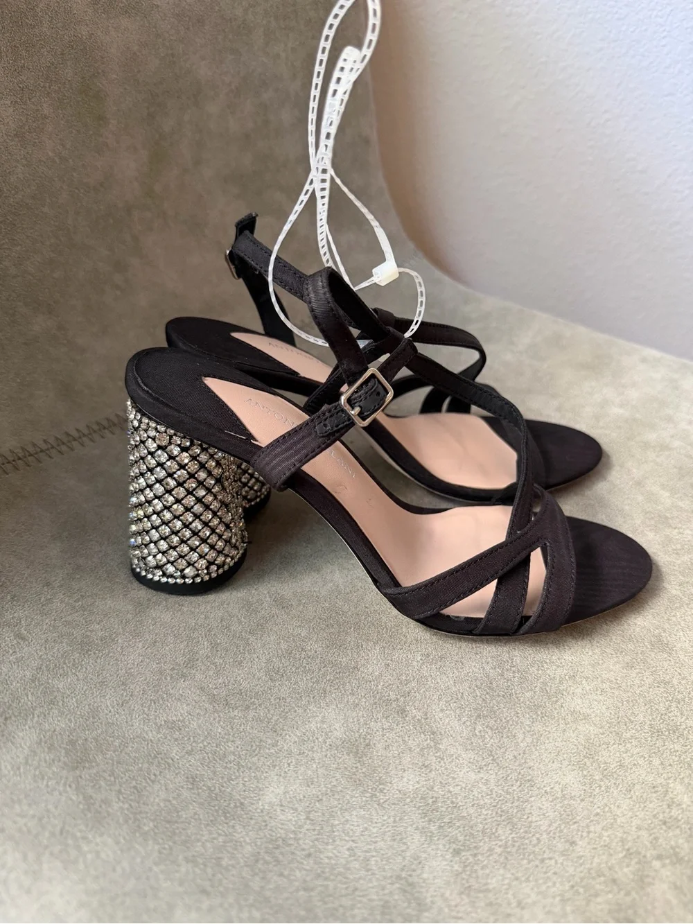 NEW Antonio Melani Larie Rhinestone Satin Slingback Dress Sandals Sz 6.5